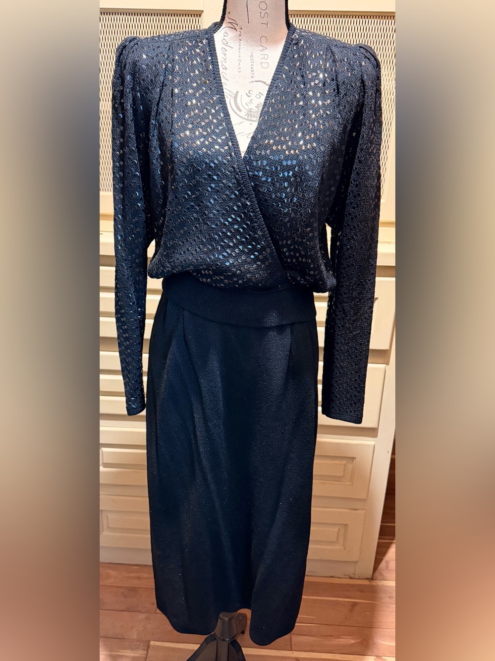 VTG St. John by Marie Gray Studded Santana Knit Skirt Set